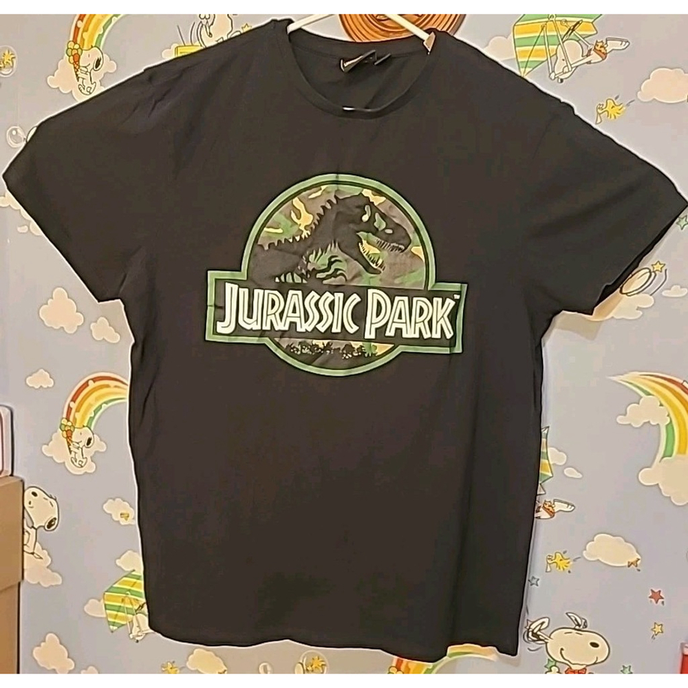 Jurassic Park 25th Anniversary Shirt Official Size XL Black With Camo Logo
